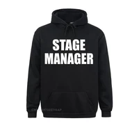 stage manager in white letter on black on one side mens slim fit printed hoodies autumn sweatshirts group sportswears