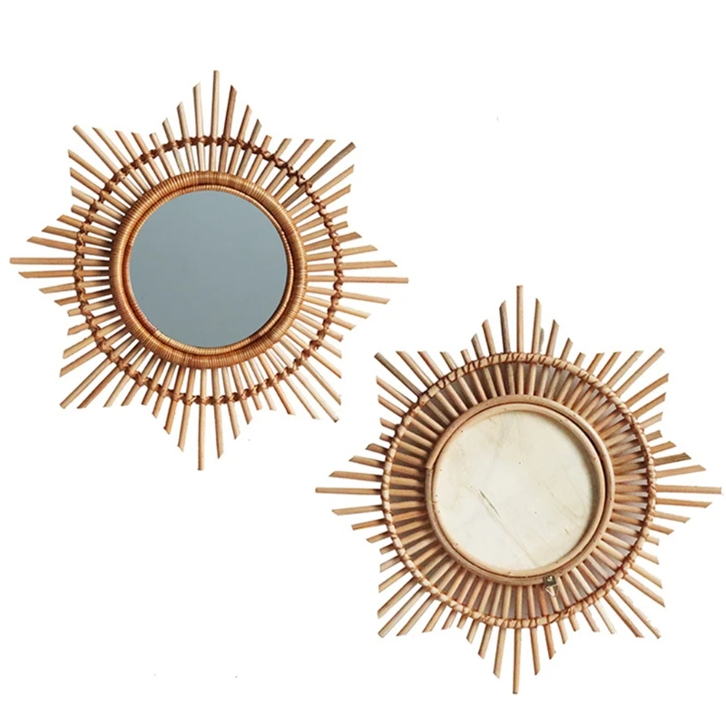 

Nordic Rattan Handmade Mirror Flower Sun Frame Natural Vine Home Wall Decoration