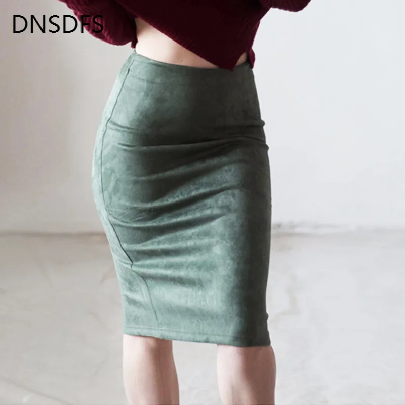 Женская Вельветовая юбка карандаш элегантная офисная средней длины до колена с