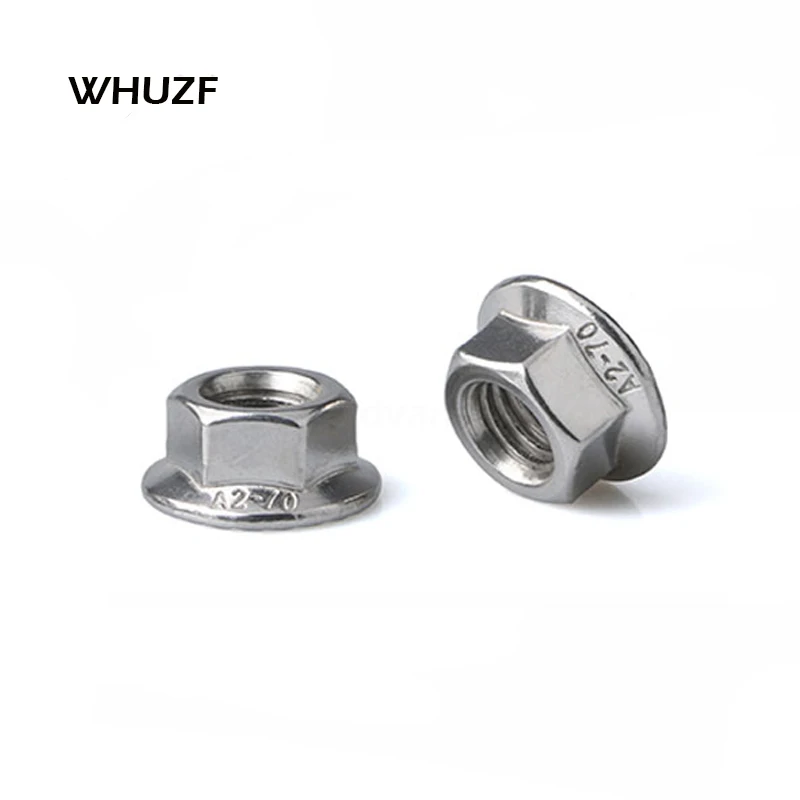 Шестигранные фланцевые гайки из нержавеющей стали 50 шт./лот DIN6923 M3 M4 M5 M6 M8 M10 M12