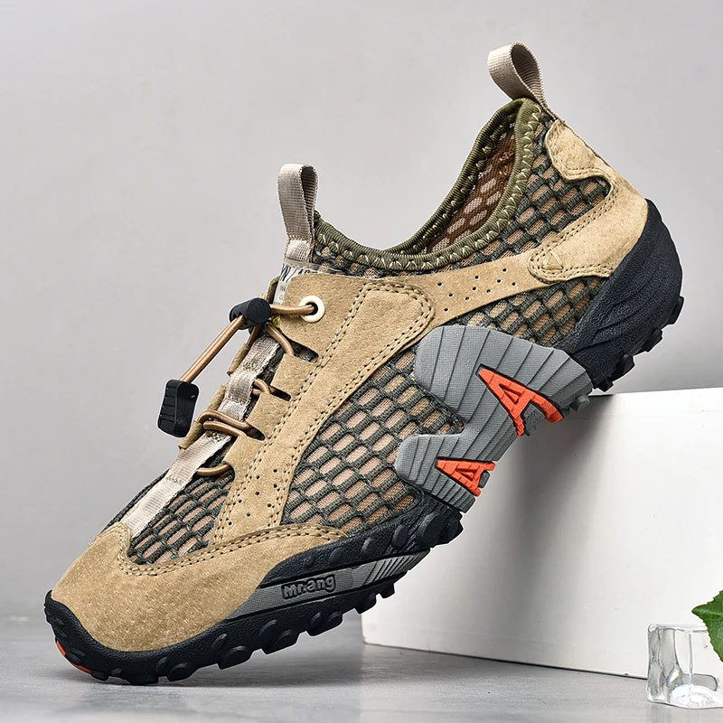 New Summer Mesh Outdoor Hiking Shoes Men Trekking Anti-Skid Rock Climbing Elastic Man Mountain Treking Sneakers Plus Size 44