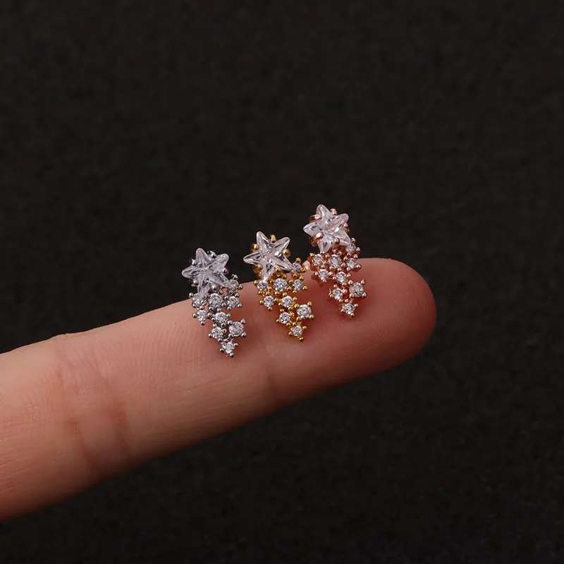 Feelgood 1Pc Rose/Yellow Gold And Silver Color Ear Cartilage Earring 20g Stainless Steel Helix Piercing Jewelry Rook Lobe Stud