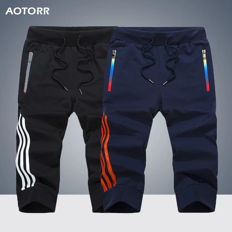 Летние повседневные спортивные шорты мужские полосатые уличные штаны дышащие