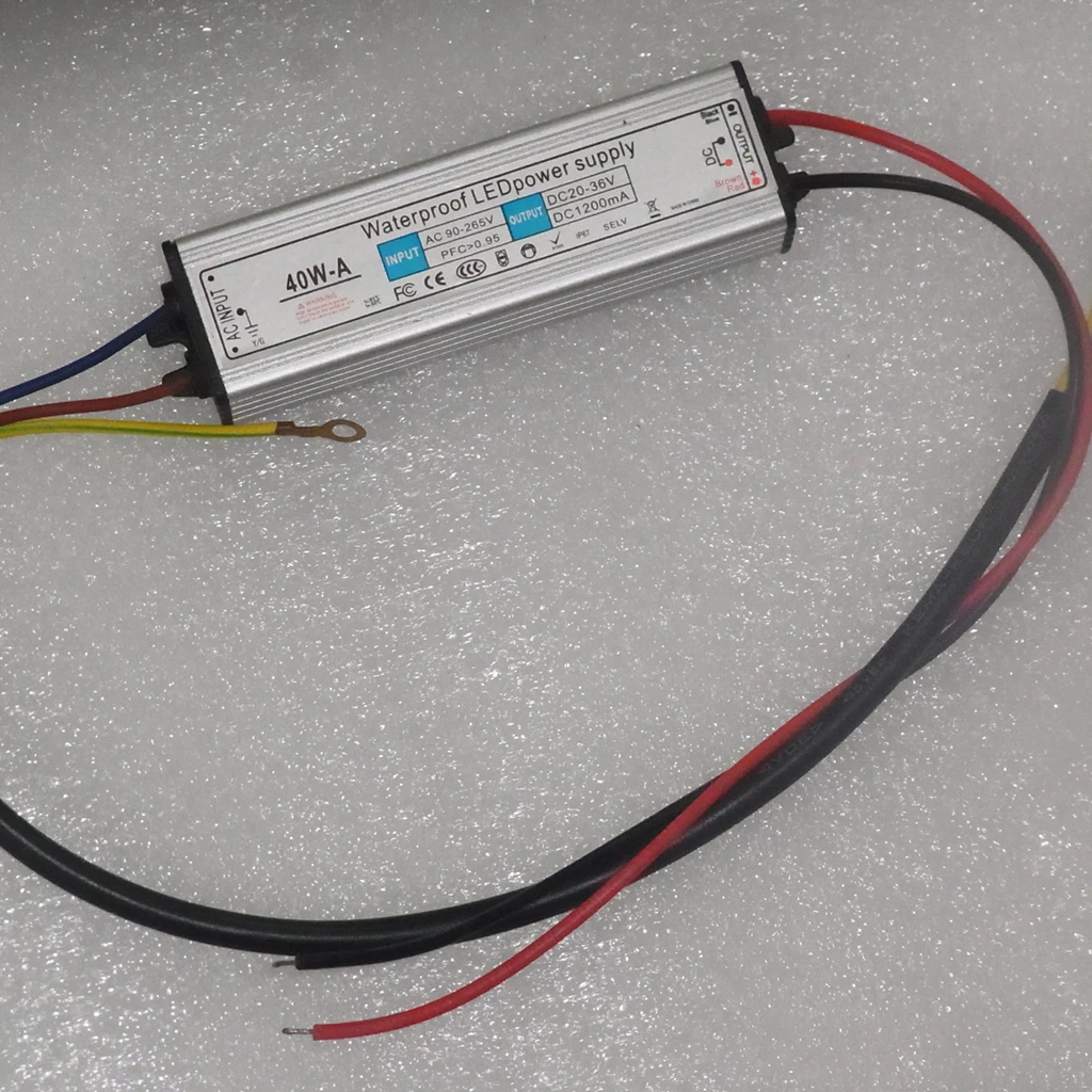 Водонепроницаемый трансформатор для прожектора 40 Вт 30 36 в пост. Тока 1200 мА IP67 110 В