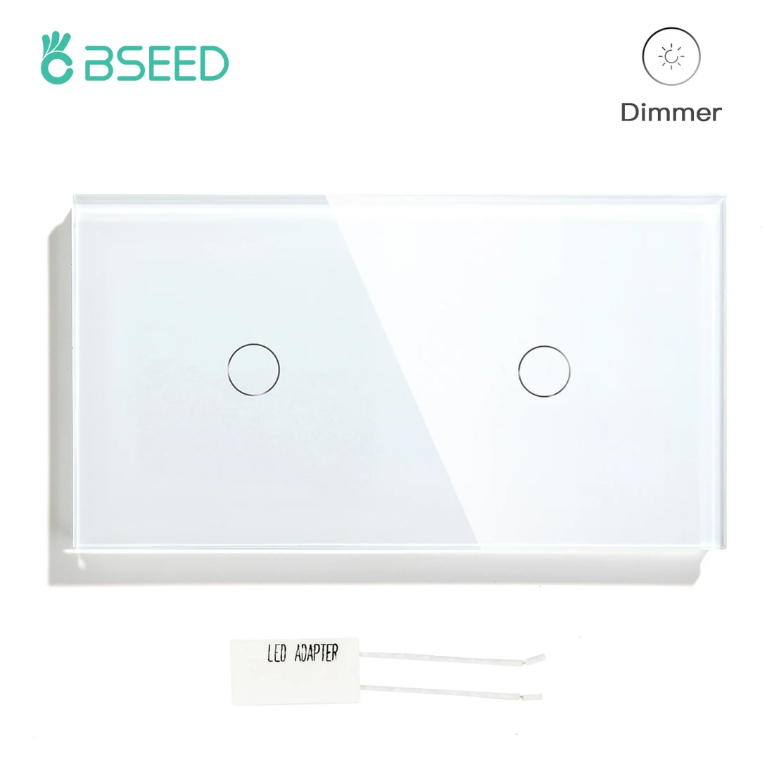 Interruptor de Luz Padrão da ue Bseed Duplo Dimmer Toque Painel Cristal Interruptores Parede Sensor Regulável Led Luz 1gang 1way