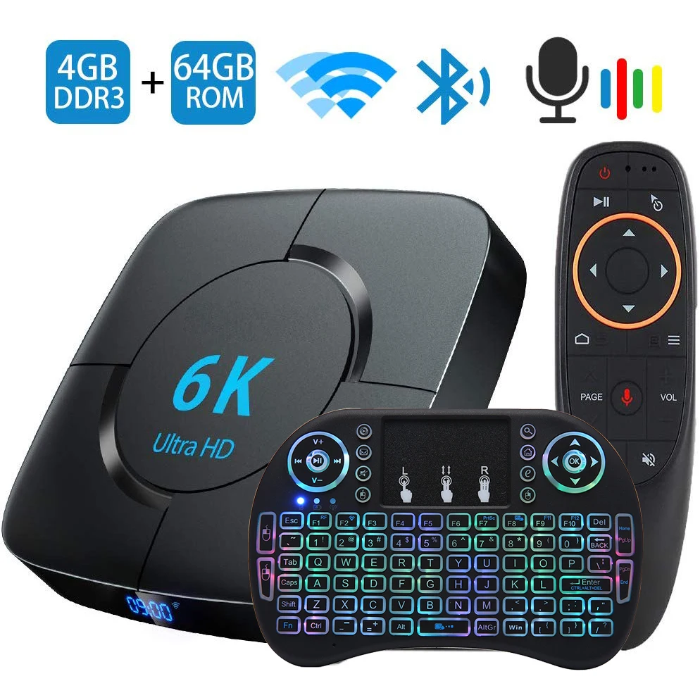 Android 9 0 4G 64G tv BOX 6K Youtube Google Assistant 3D видео ТВ приемник Флешка Box Play Store Smart Set top |