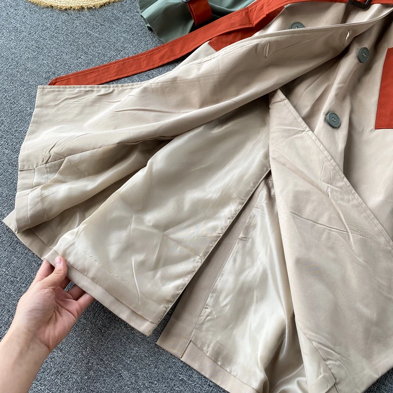 

2020 Fashion Autumn Casual Trench Coat For Women Patchwork Double Creasted Chic Windbreaker Woman Korean Long Coat Streetwear