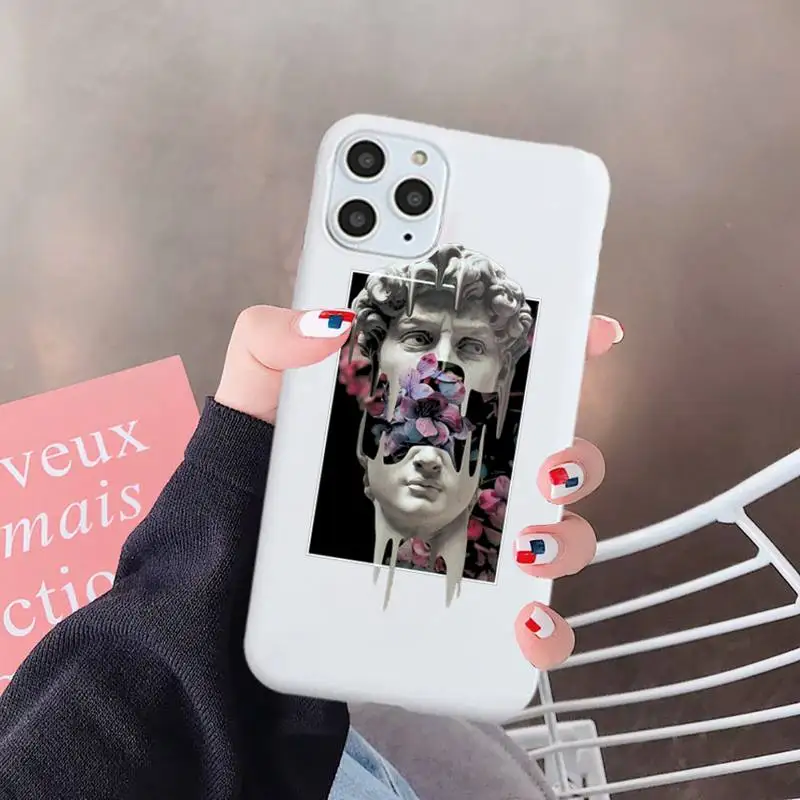 

Medusa David plaster art Phone Case White Candy Color for iPhone 6 7 8 11 12 s mini pro X XS XR MAX Plus