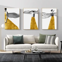 nordic beauty canvas prints golden skirt model posters wall art canvas paintings pictures for girls bedroom home decoration