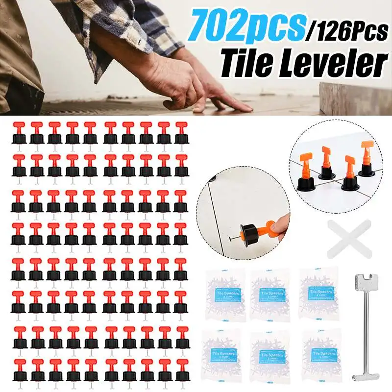 

702Pcs Flat Ceramic Floor Wall Construction Tools Reusable Tile Leveling System Kittile Leveling System Kit For Tile