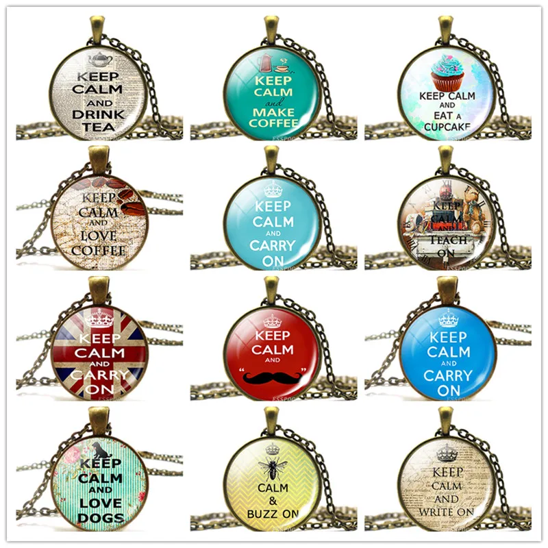 Надпись Keep Calm And Carry On Флаг Великобритании красно-синий кулон стеклянные кабошоны