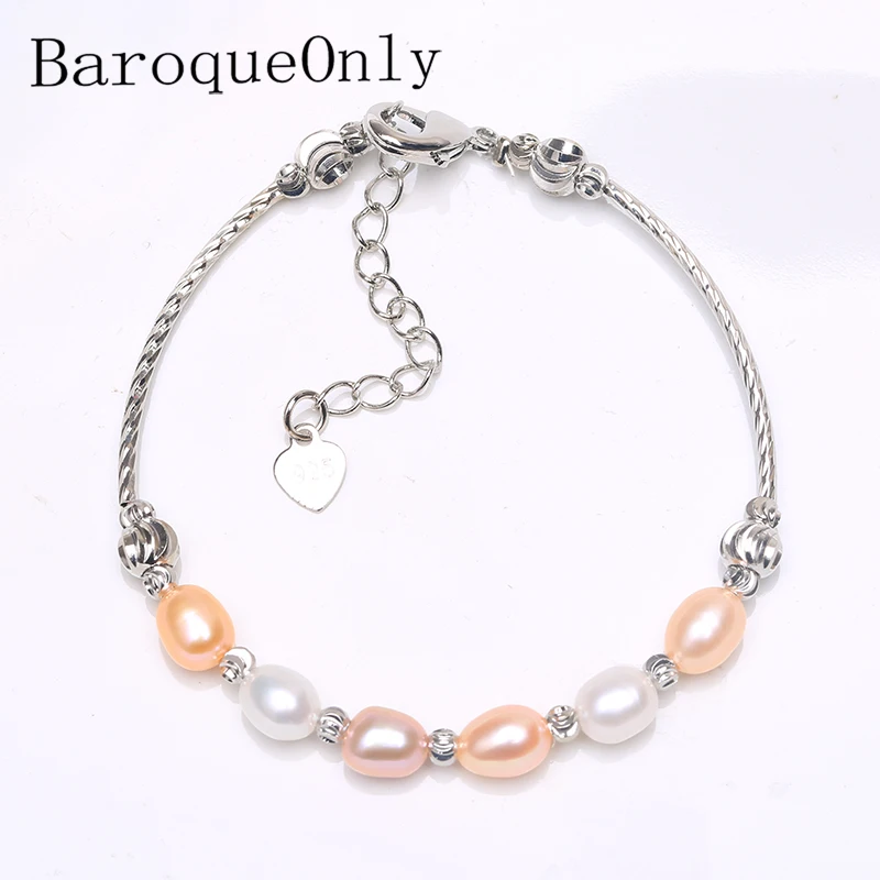 Женский браслет из серебра 925 пробы с натуральным пресноводным жемчугом |