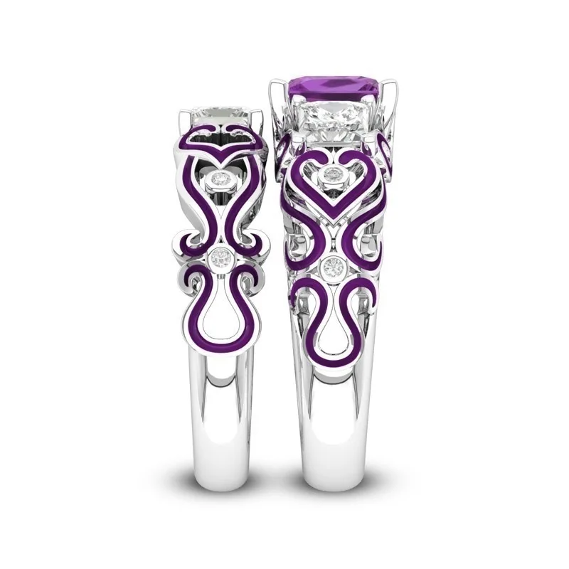 Инкрустированное цирконием два равны одному женское кольцо модное классическое