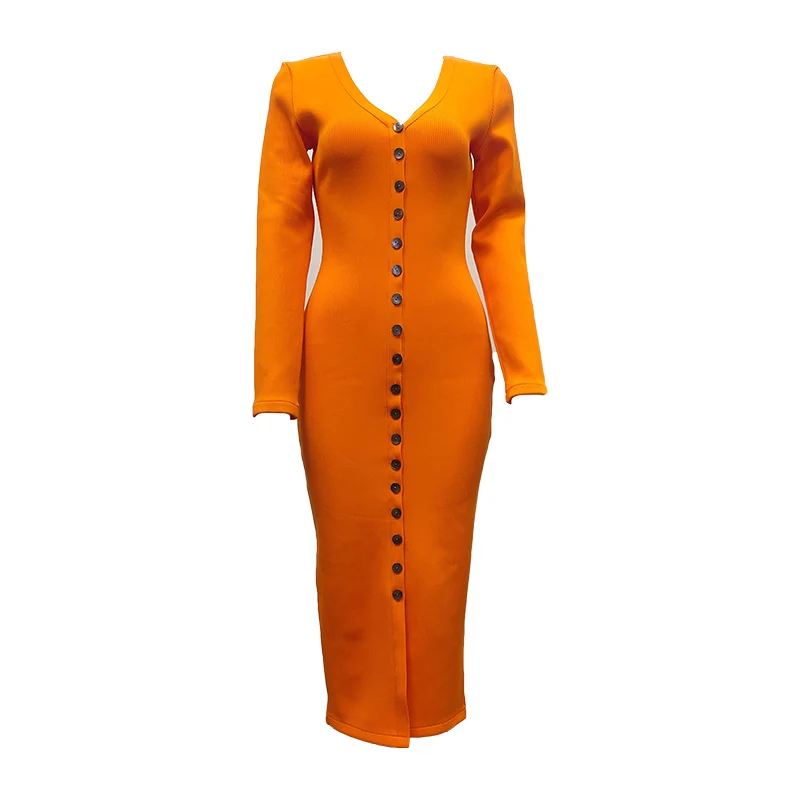 

New Ladies Dress Sexy V-neck Long Sleeved Tight Long Sleeve Fashionable Celebrity Party Nightclub Dress Vestidos