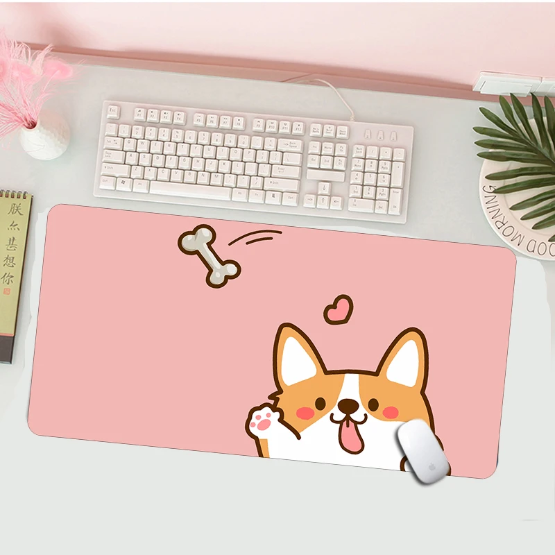

Kawaii Dog Mouse Pad Gaming Desk Mat Cute Anime Laptop big Mousepad Non-Slip Locking Edge Office Table Pads Keyboard Accessories