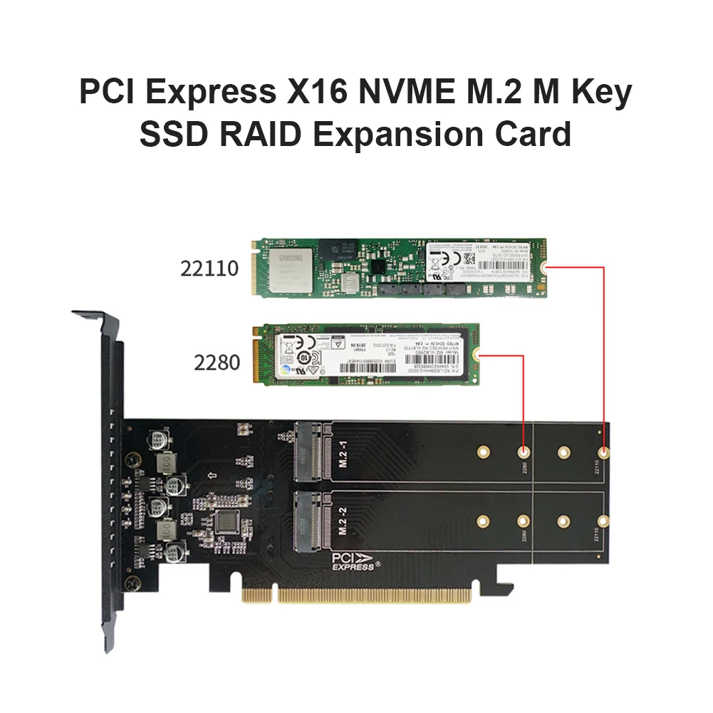 

Адаптер PCI-E на M.2, PCI Express X16 NVME M.2 M Key SSD RAID конвертер, плата расширения для материнской платы, компьютерные аксессуары