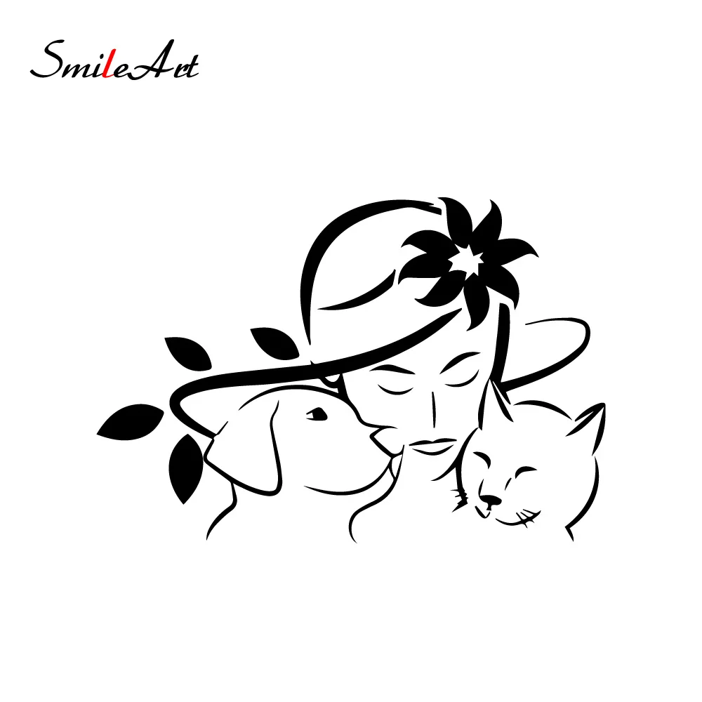 Веселая наклейка с котом и собакой для автомобилей кузов автомобиля дверная