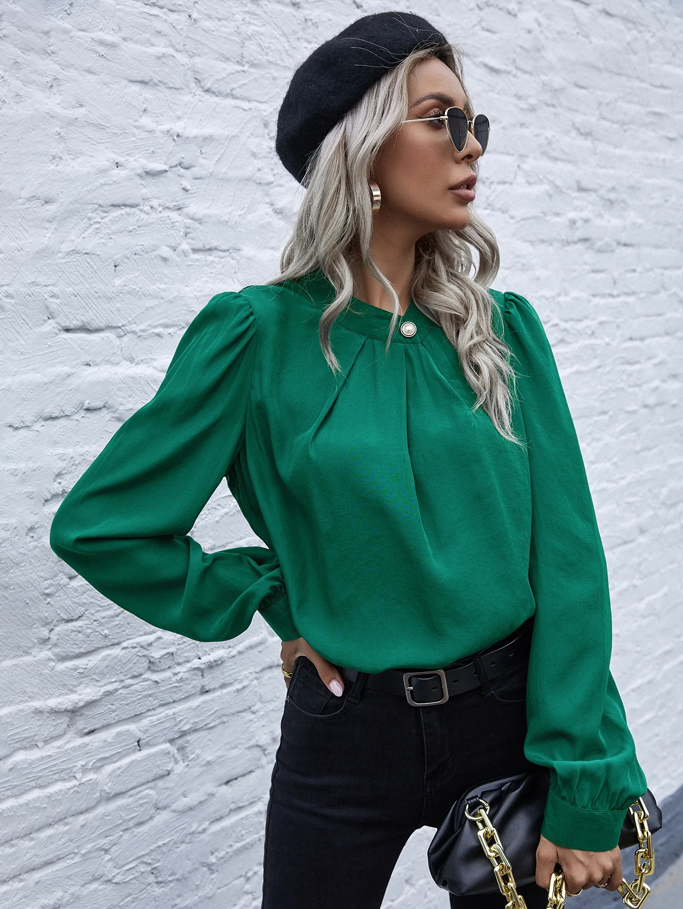 

Pearl Long Sleeved Korean Fashion Sping Autumn Summer Women'S Clothing Vintage Shirts Blouses Top Vetement Femme 2021 Female