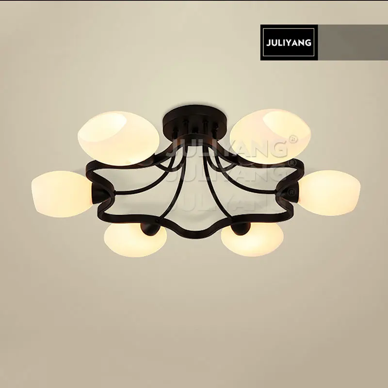 Железные потолочные светильники в форме кольца с креативным дизайном черные