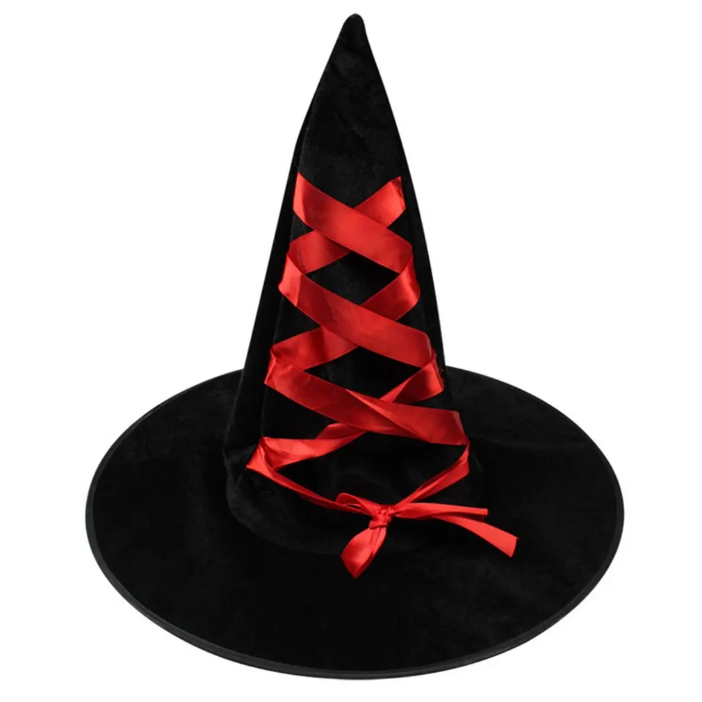 

Adult Halloween Corduroy Witch Hats Top Hat with Ribbon Fancy Cosplay Design Reliable 1Pc Masquerade Dancing Parties caps