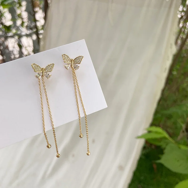 

Exquisite Women Alloy Butterfly Tassel Earrings Statement Jewelry Gifts