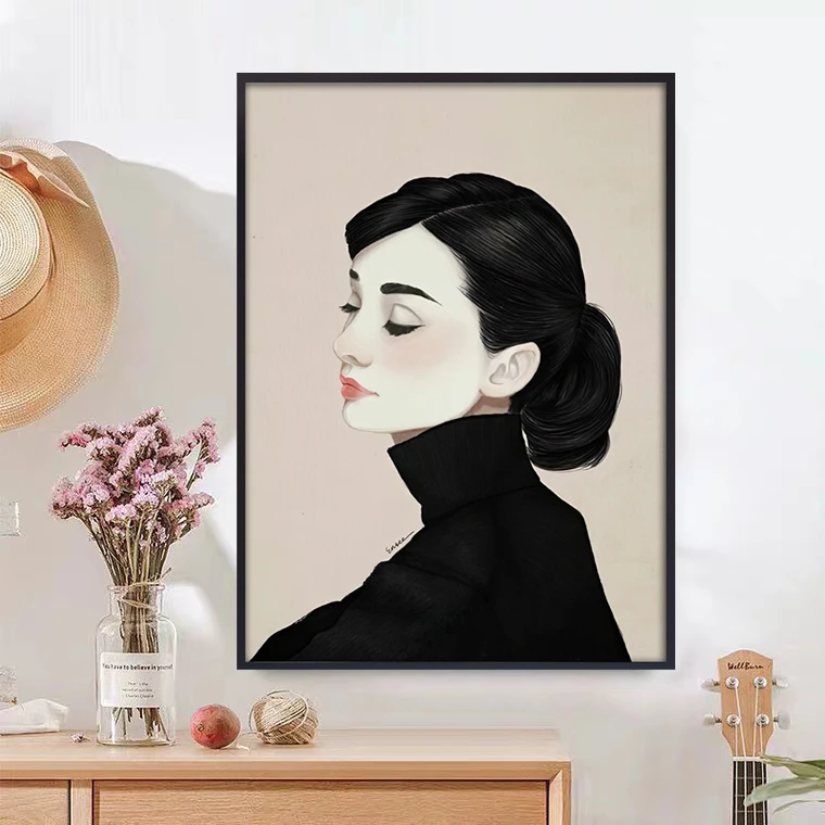 

Canvas painting Print Wall art picture Posters Woman Modern simplicity Wall decor painting Poster black and white