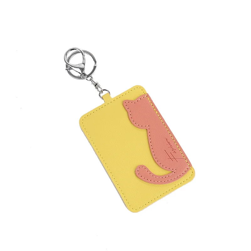 2020 милый чехол для карт с принтом кота цепочкой ключей модные сумки держатель