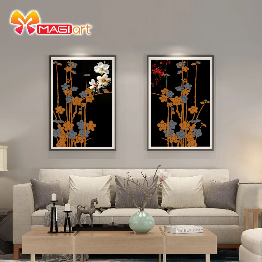 Cross stitch kits Embroidery needlework sets 11CT water soluble canvas patterns 14CT Black-spotted honeysuckle-NCMF111 |