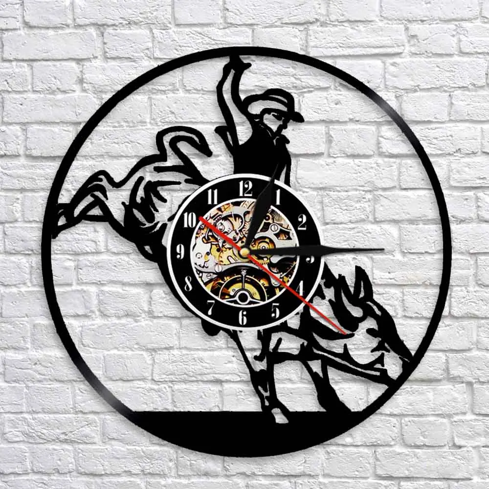Винтажные настенные часы Wild West Bull Rider ковбойские виниловые с записью