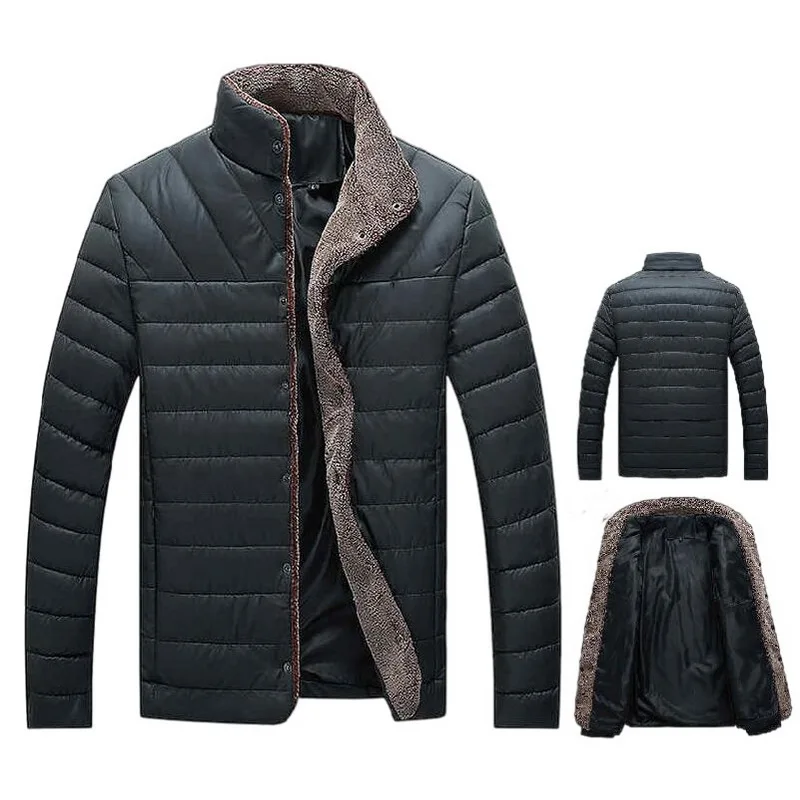 Jacket Male Padded Overcoat Mens Leather Jackets Outerwear Winter Jacket Men Warm Velvet Thick Cotton-Padded Parkas