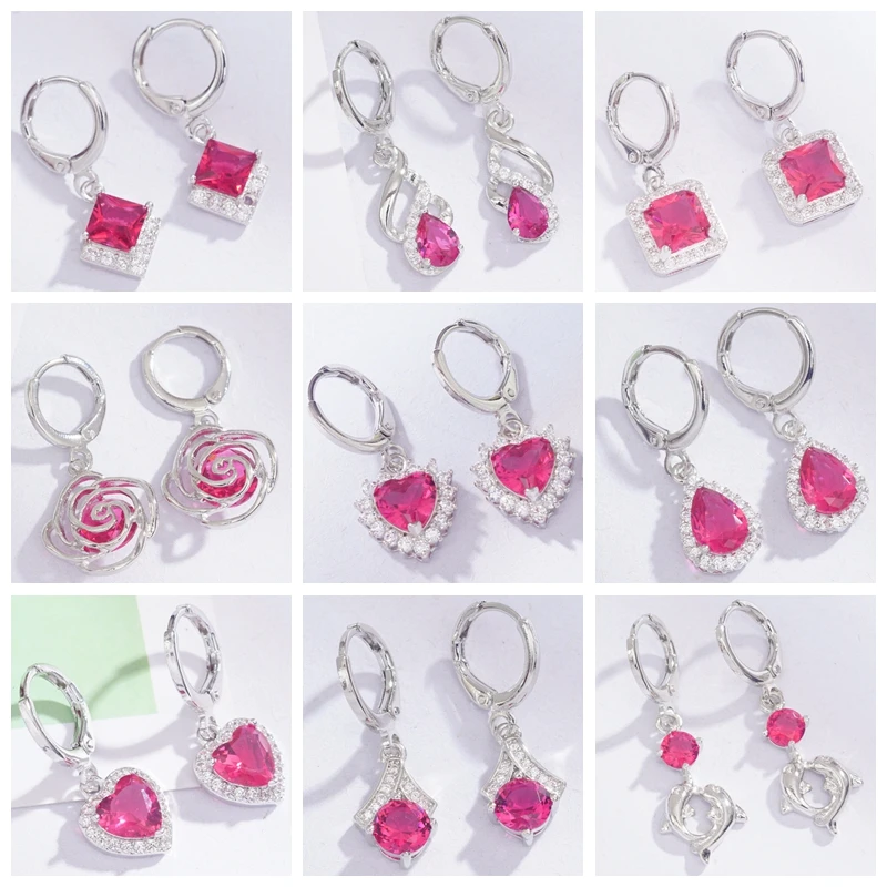 Серебряные цветные серьги милая маленькая подвеска висячие для девушек и женщин