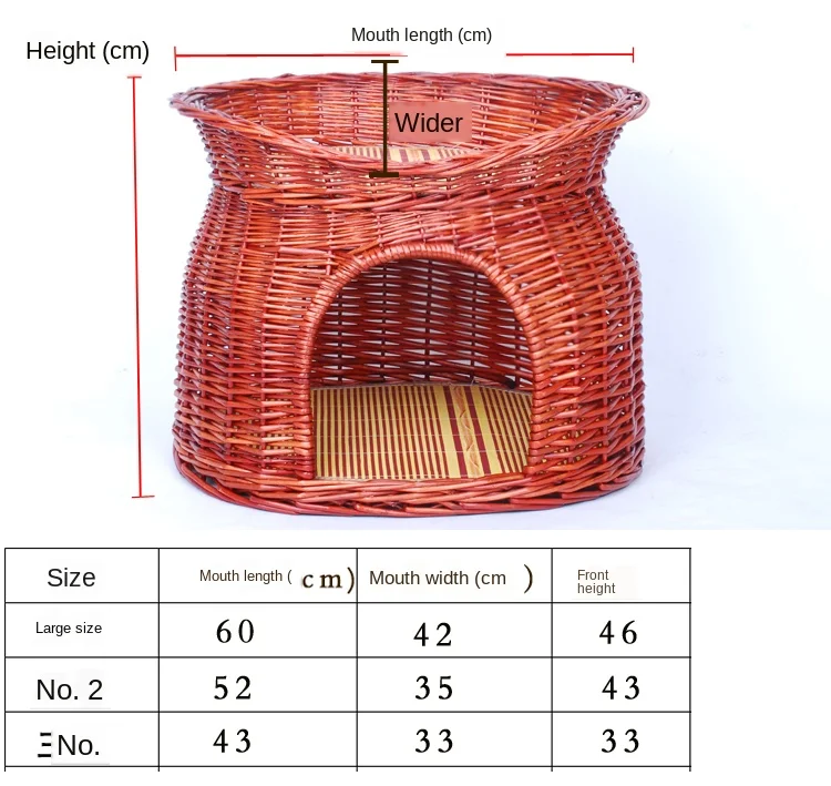 

Rattan cat's nest Warm and closed house cat villa in winter Four seasons cat delivery room Kennel dog beds for small dogs