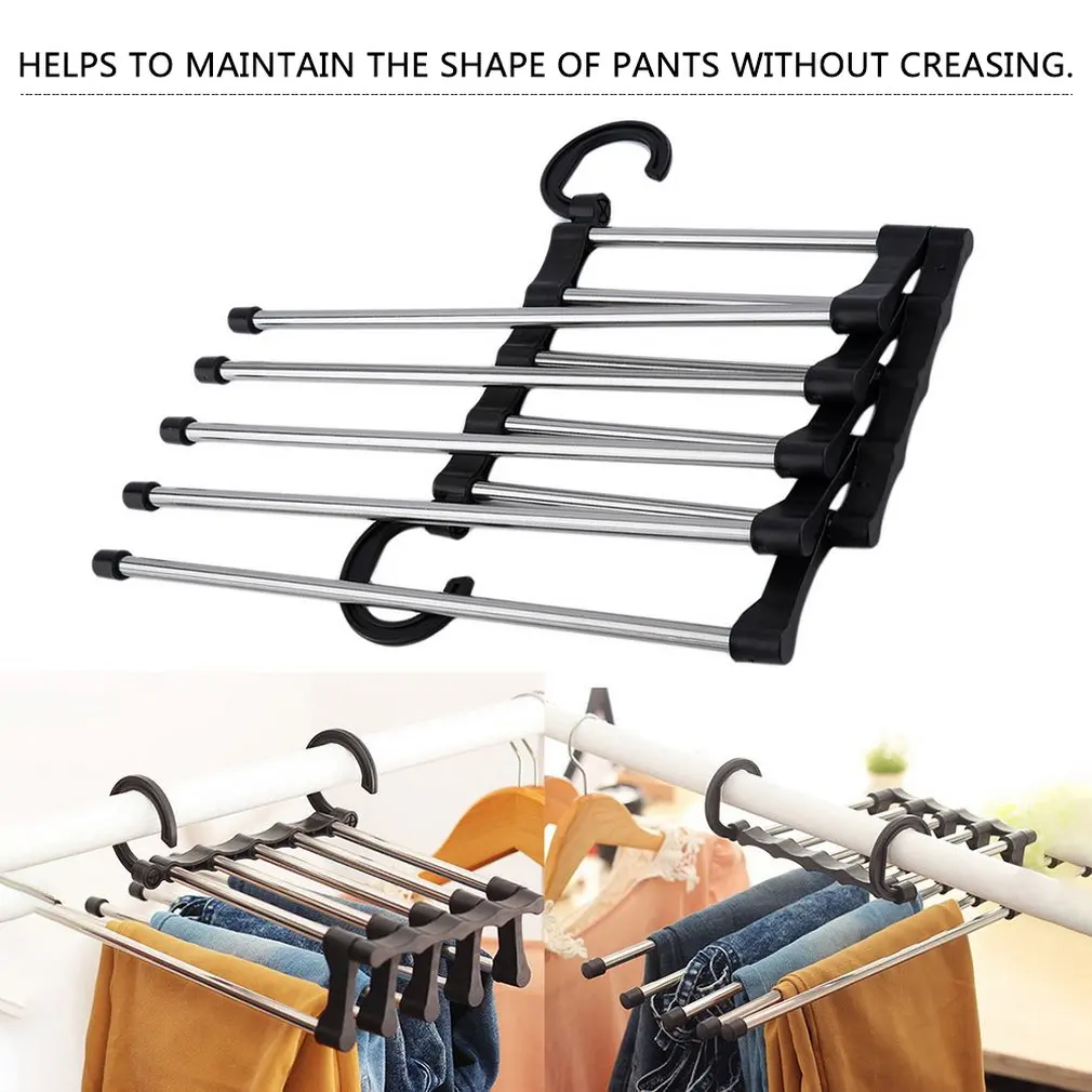 

1PC Multifunctional Folding Clothes Hanger Closet Organizer Trouser Pants Ties Scarf Shawl Rack Space Saving Storage Rack