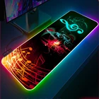 Игровой коврик для мыши XGZ с музыкальными нотами, RGB, с фиксируемой кромкой, коврик для мыши, ПК, компьютера, ноутбука, со светодиодной подсветкой, коврик для клавиатуры CS GO Dota 2 Lol Gamer