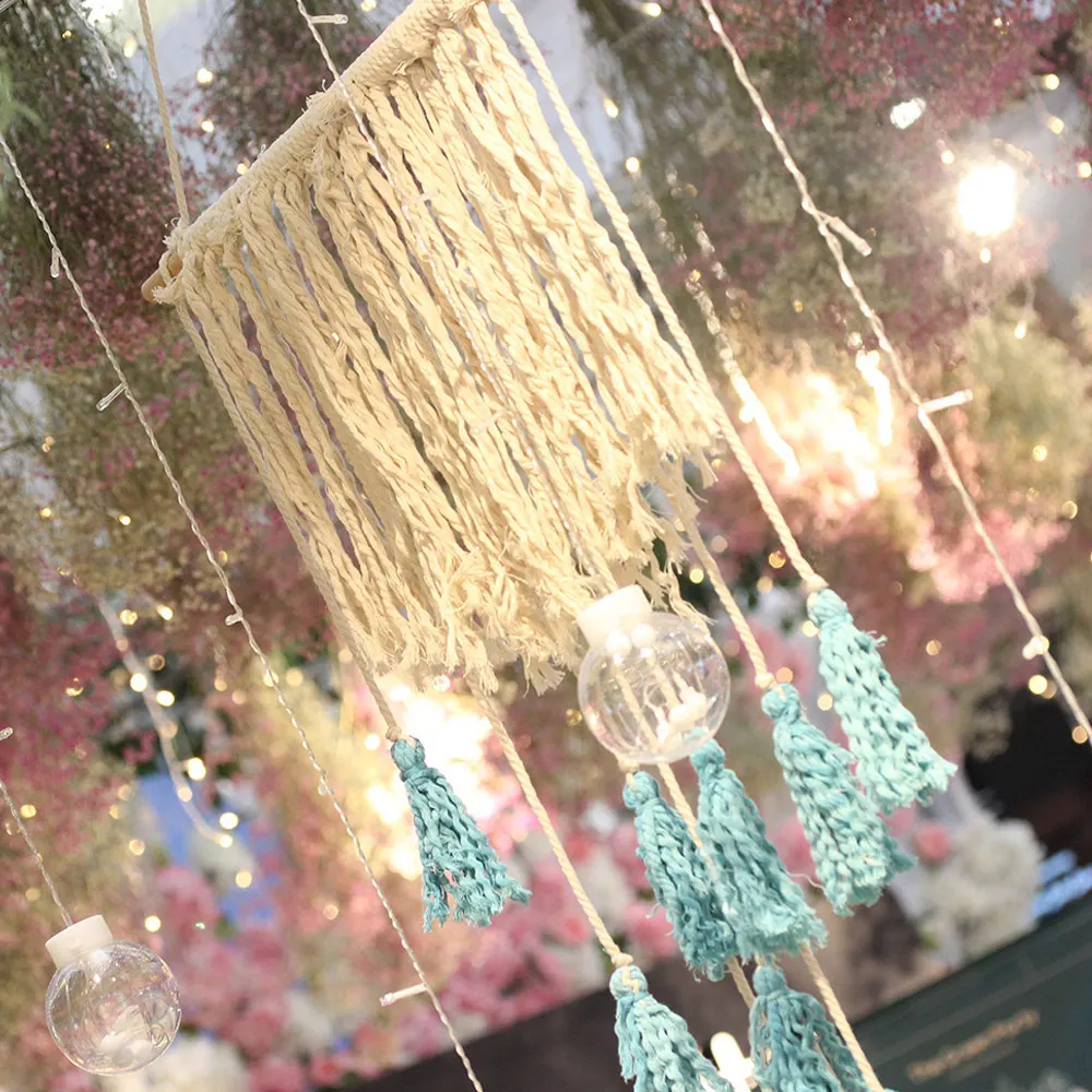 

Handmade Weave Macrame Bohemia Tassel Tapestry Background Wall Decor Cotton Hanging Tapestry Boho Home Dorm Decoration Handcraft