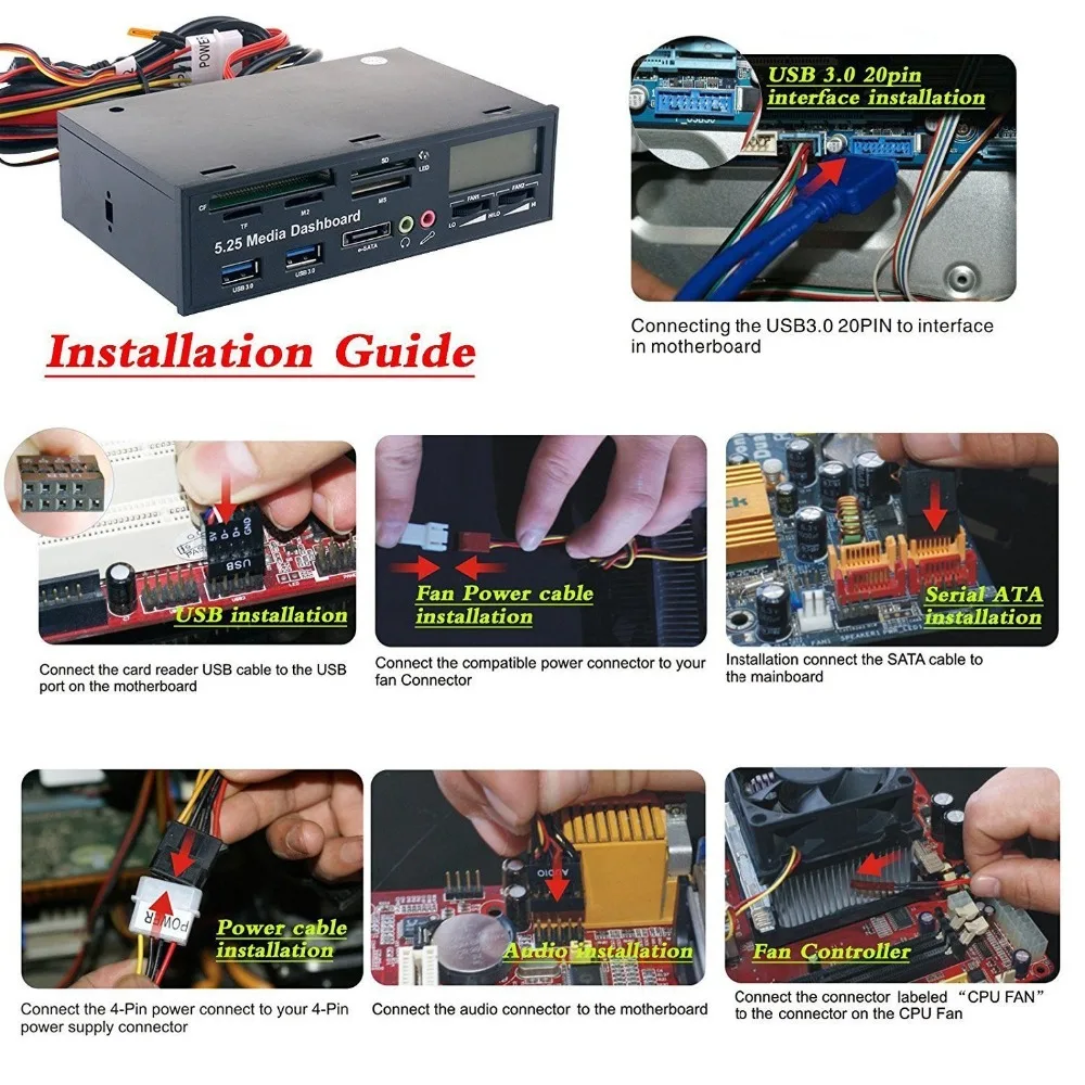 Многофункциональный контроллер USB 3 0 Hub eSATA порт встроенный кардридер с для MS CF TF SD