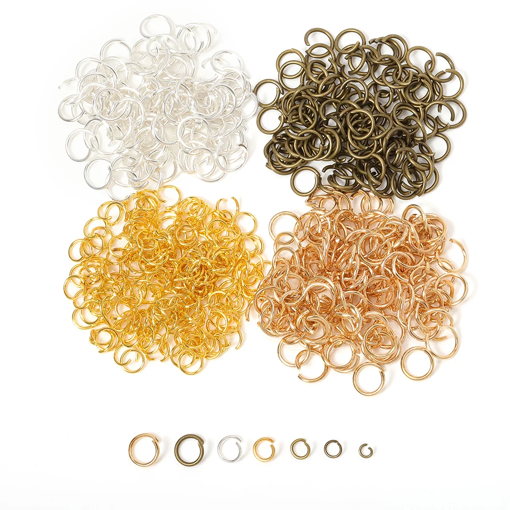 

200pcs Bronze/Silver/Rhodium 4~10mm Open Jump Rings Connectors DIY Jewelry Making & Components Materials