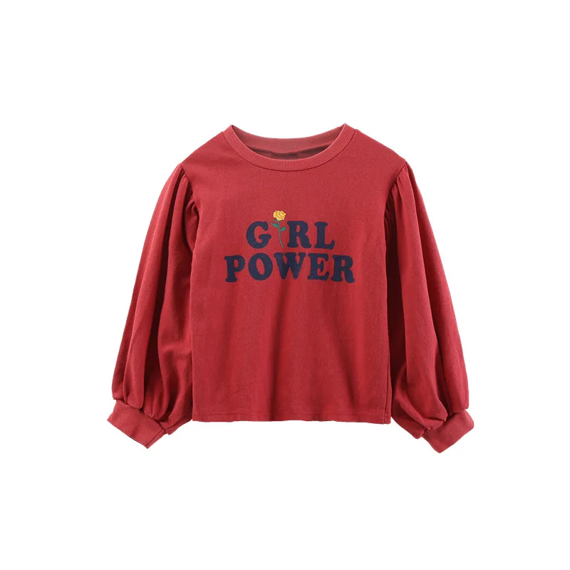 

Spring Autumn Letter Print Children Blouse Puff Sleeve Teenager Sweatshirt Casual Kids Girls Sweatshirts Children Girls Clothing