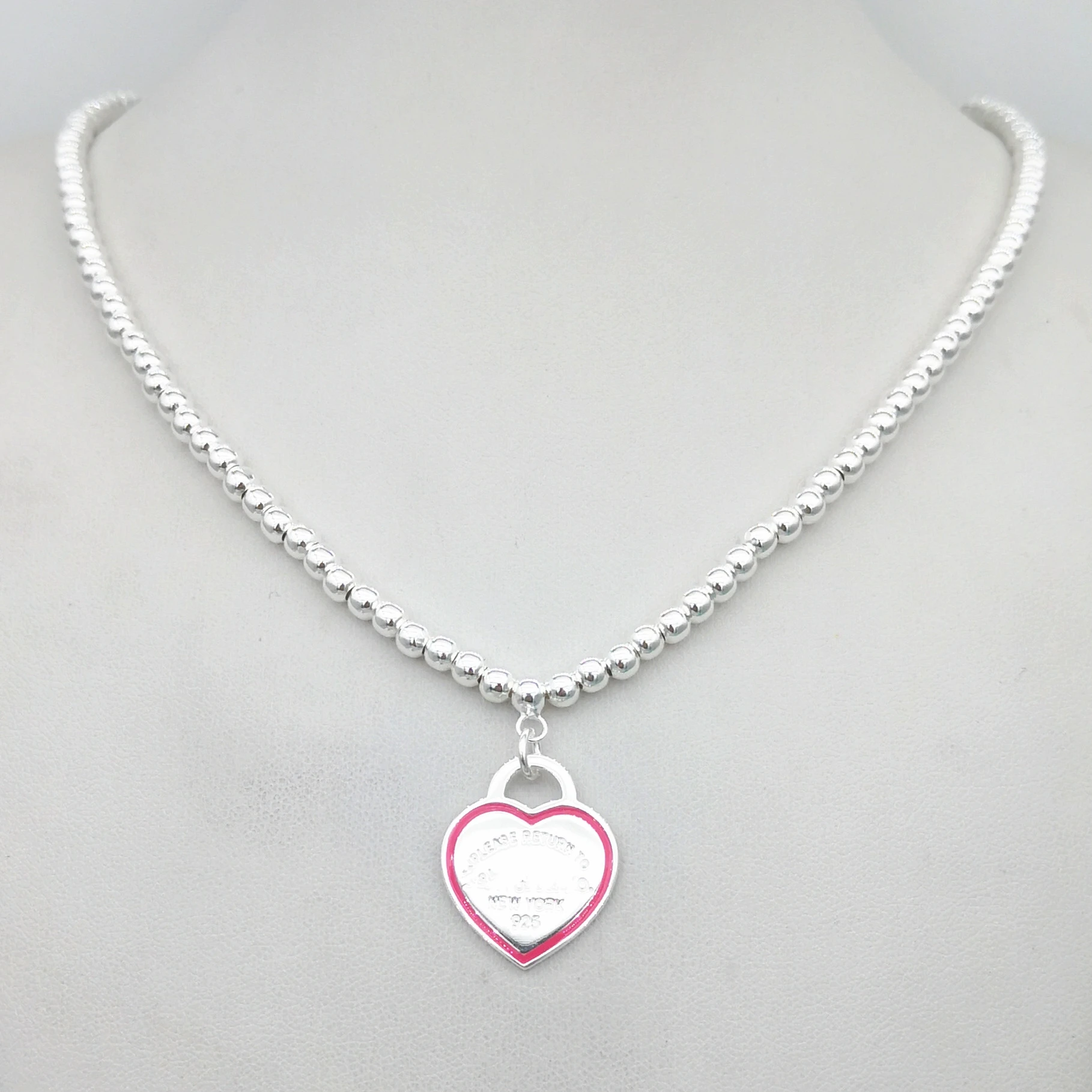 

925 Sterling Silver Necklace classic retro 8mm decoration suitable for women