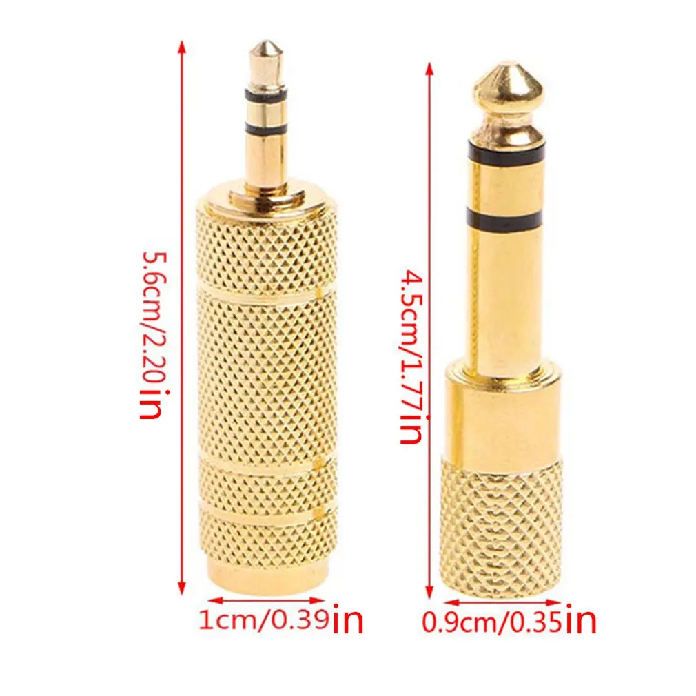 

Mayitr 2pcs 6.35 Mm Jack Stereo Cable Gold 6.5mm 1/4\" Male to 3.5mm Female Audio Adapter Converter for Headphone Microphone