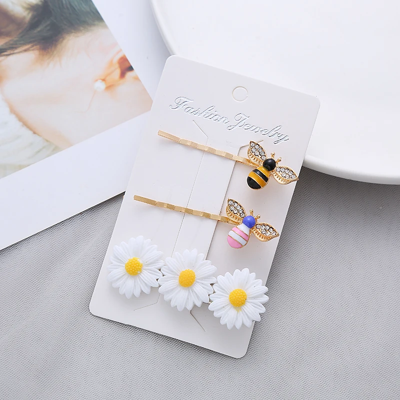 

3-piece set of small bee clip bangs clip top clip small daisy side clip girl hairpin set hair accessories female