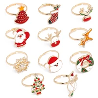 new fashion deer christmas tree santa claus snowflake rings for women men christmas style gifts accessories