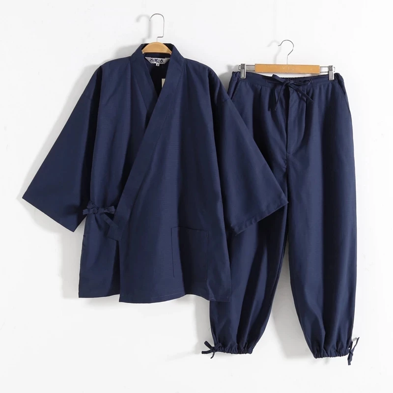 Пижама-кимоно Jinbei мужская из 100% хлопка юката Самурай ниндзя монахи одежда для
