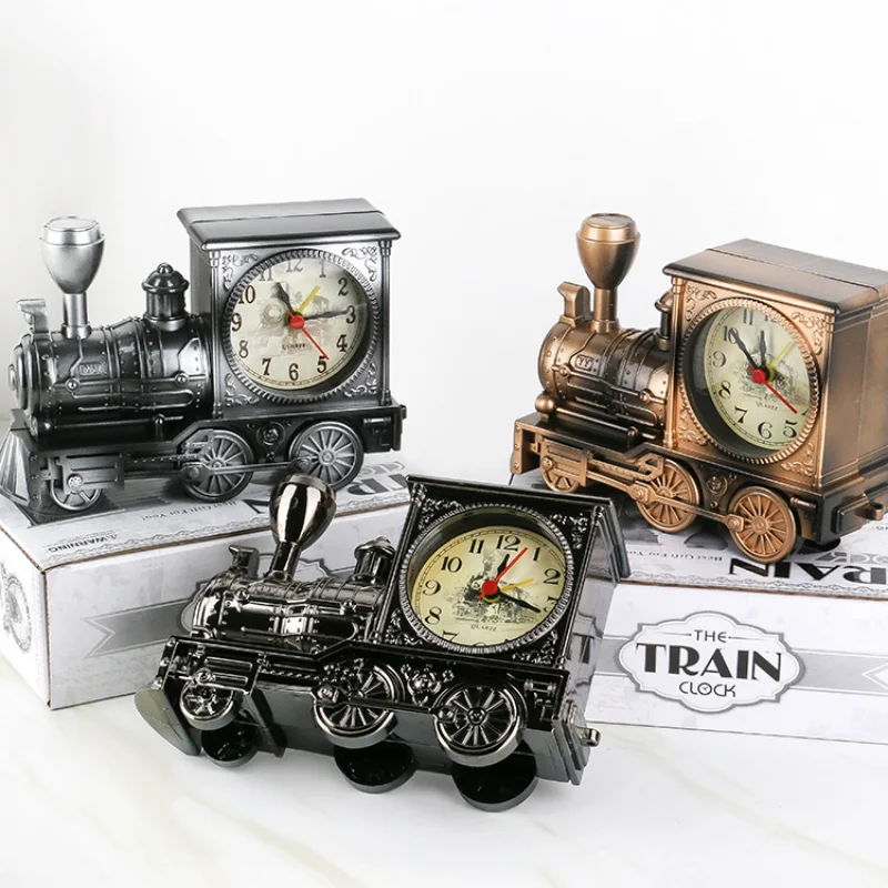 

Vintage Nostalgic Locomotive Alarm Clock Stylish Personality Plastic Model Clock Pose Creative Home Small Gift