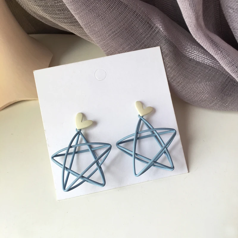 Модные ювелирные изделия S925 большие синие серьги капли в форме звезды новый