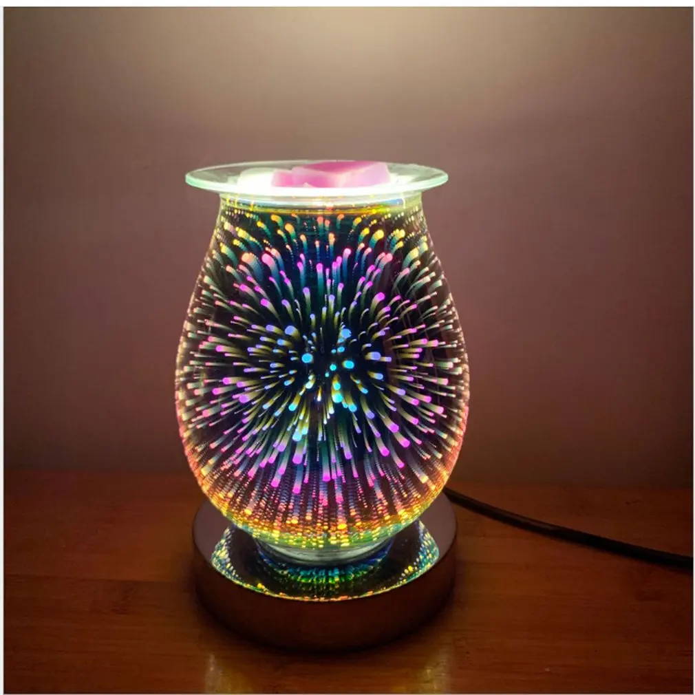 

3D Aroma Lamp Electric Wax Melt Burners 3D Fireworks Effect Oil Burner Touch Sensitive Night Light For Gifts & Decor