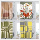 Винтажная занавеска для душа с цветными блоками и цветами, водонепроницаемая моющаяся занавеска для домашнего декора в ванной, уборной, ванной комнаты, занавеска для душа, ткань