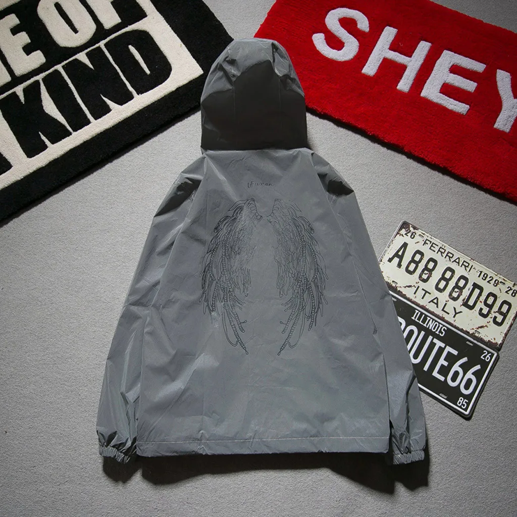 Новая полностью Светоотражающая куртка для мужчин и женщин ветровка в стиле