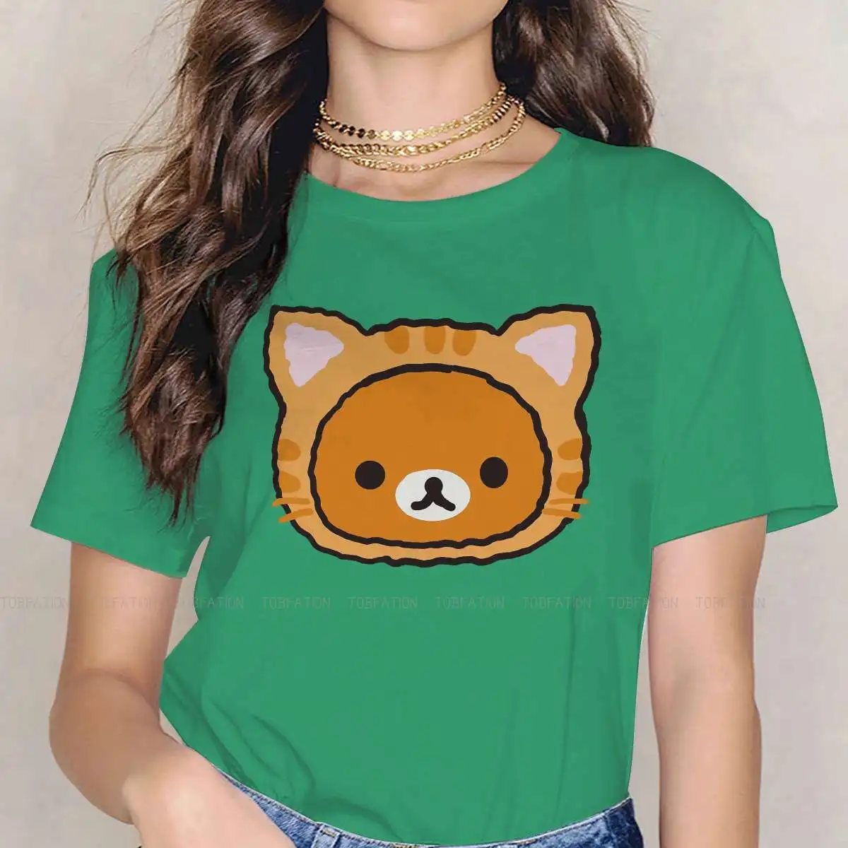 

Rilakkuma Crewneck TShirts Cute Cat Homme T Shirt Funny Tops
