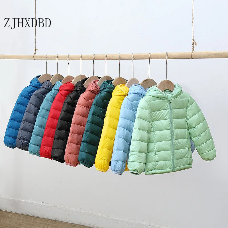 

Children Down Jackets Causal Slim Light Down Hooded Zipper Kids Winter Jackets for Boys Girls Ultra Light Portable Winter Coat